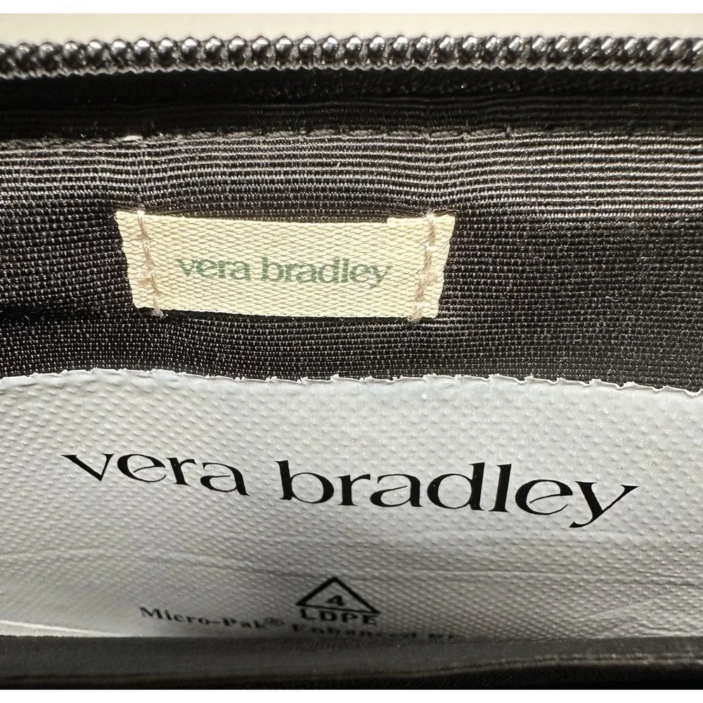 NWT Vera Bradley Large Tab Nylon Wallet Bubbly Flowers Black Pattern MSRP $95.00